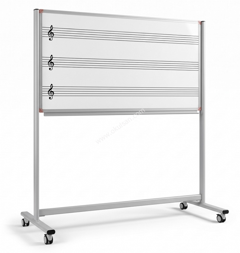 Solfej �izgili ayakl� seyyar m�zik tahtas� Ekonomik model  90x120 cm