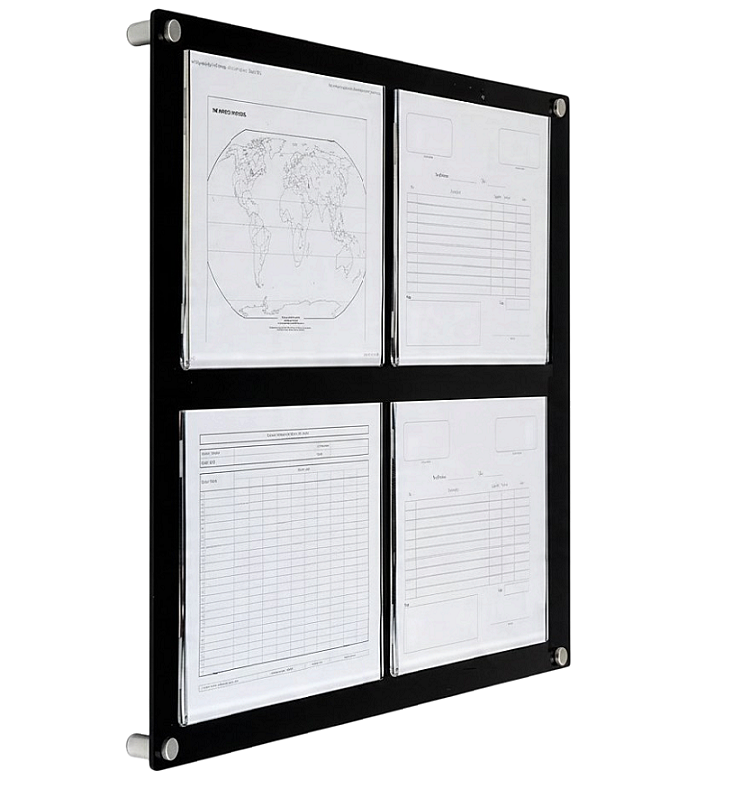Pleksi �lan Panosu, cepli �lan panolar� 55x75 cm 4 adet A4l�k